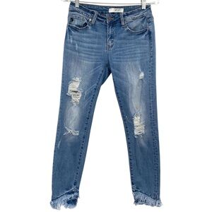 Kancan Womens Distressed Ankle Jeans